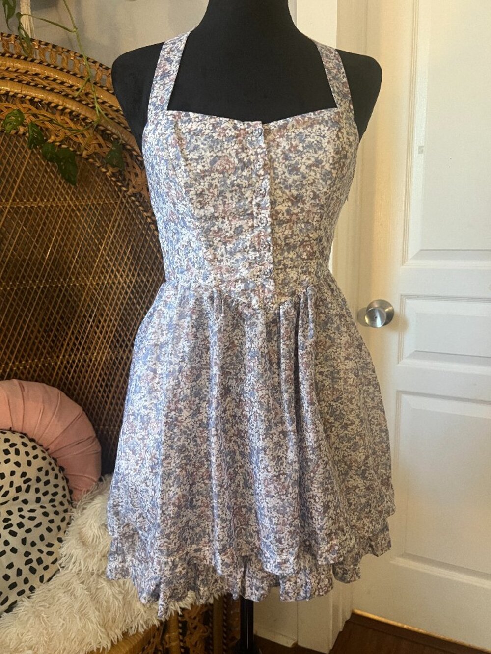 Guess vintage floral-pattern corset top mini dress